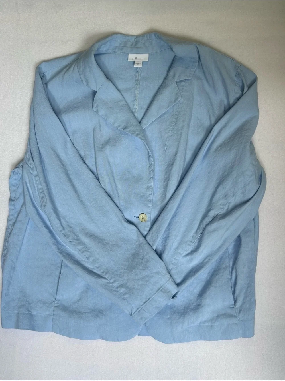 J.Jill Linen Blend 2 Piece Set Blazer 1X Jacket Ankle Pants 2X Blue Plus Size